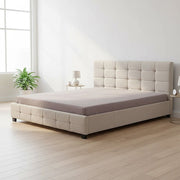 Linen Fabric King Deluxe Bed Frame Beige V63-802207