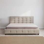 Linen Fabric King Deluxe Bed Frame Beige V63-802207