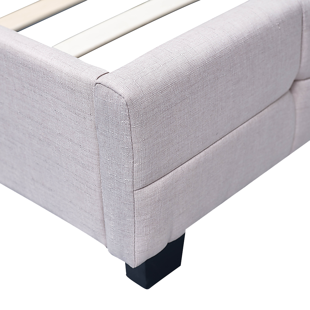 Linen Fabric King Deluxe Bed Frame Beige V63-802207