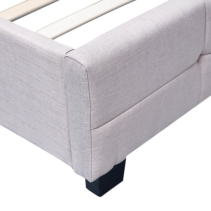 Linen Fabric King Deluxe Bed Frame Beige V63-802207