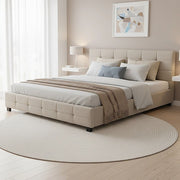 Linen Fabric King Deluxe Bed Frame Beige V63-802207