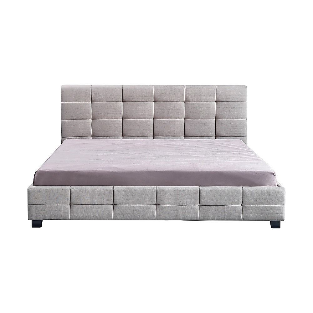 Linen Fabric King Deluxe Bed Frame Beige V63-802207