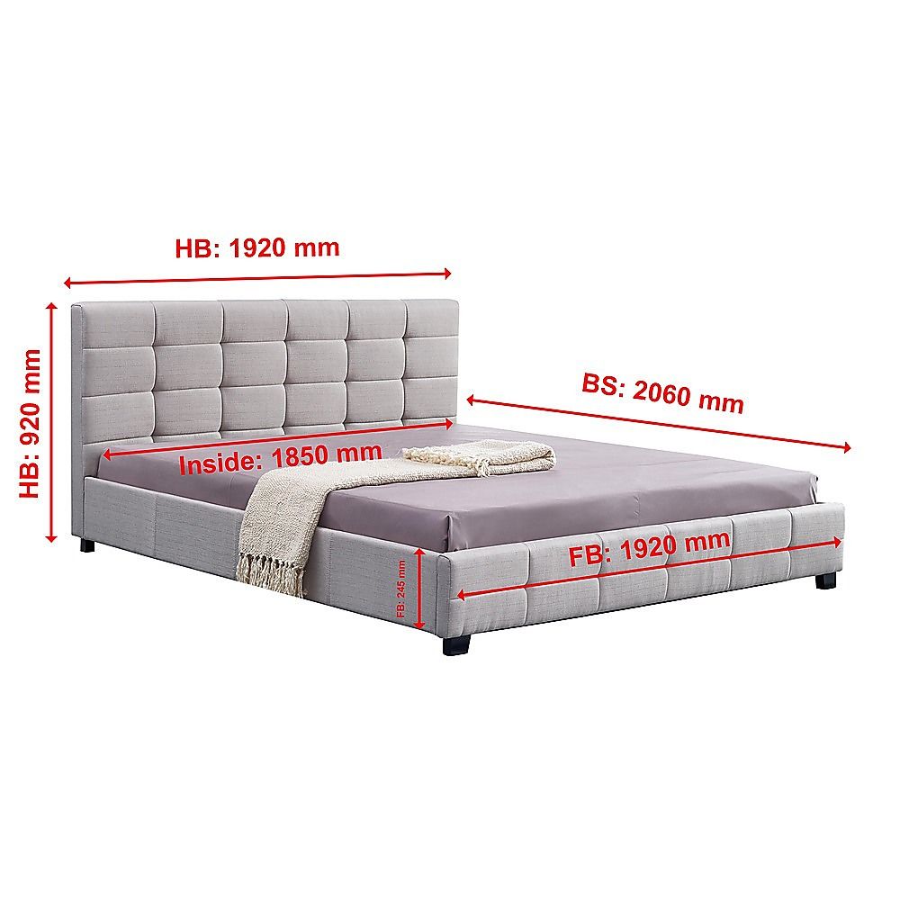 Linen Fabric King Deluxe Bed Frame Beige V63-802207