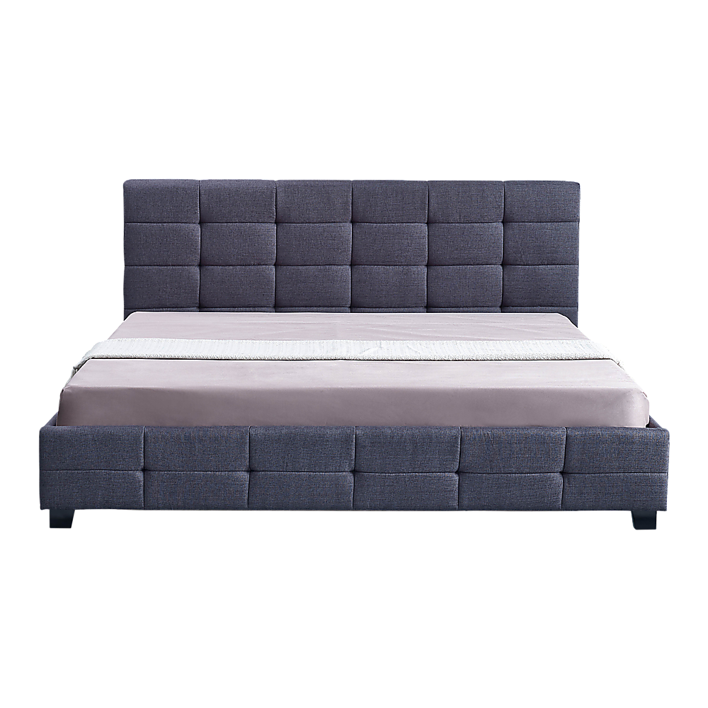Linen Fabric King Deluxe Bed Frame Grey V63-802217