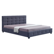 Linen Fabric King Deluxe Bed Frame Grey V63-802217