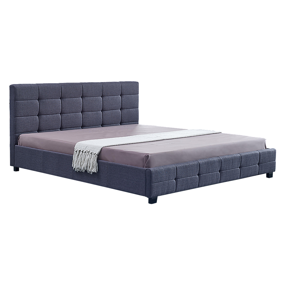 Linen Fabric King Deluxe Bed Frame Grey V63-802217