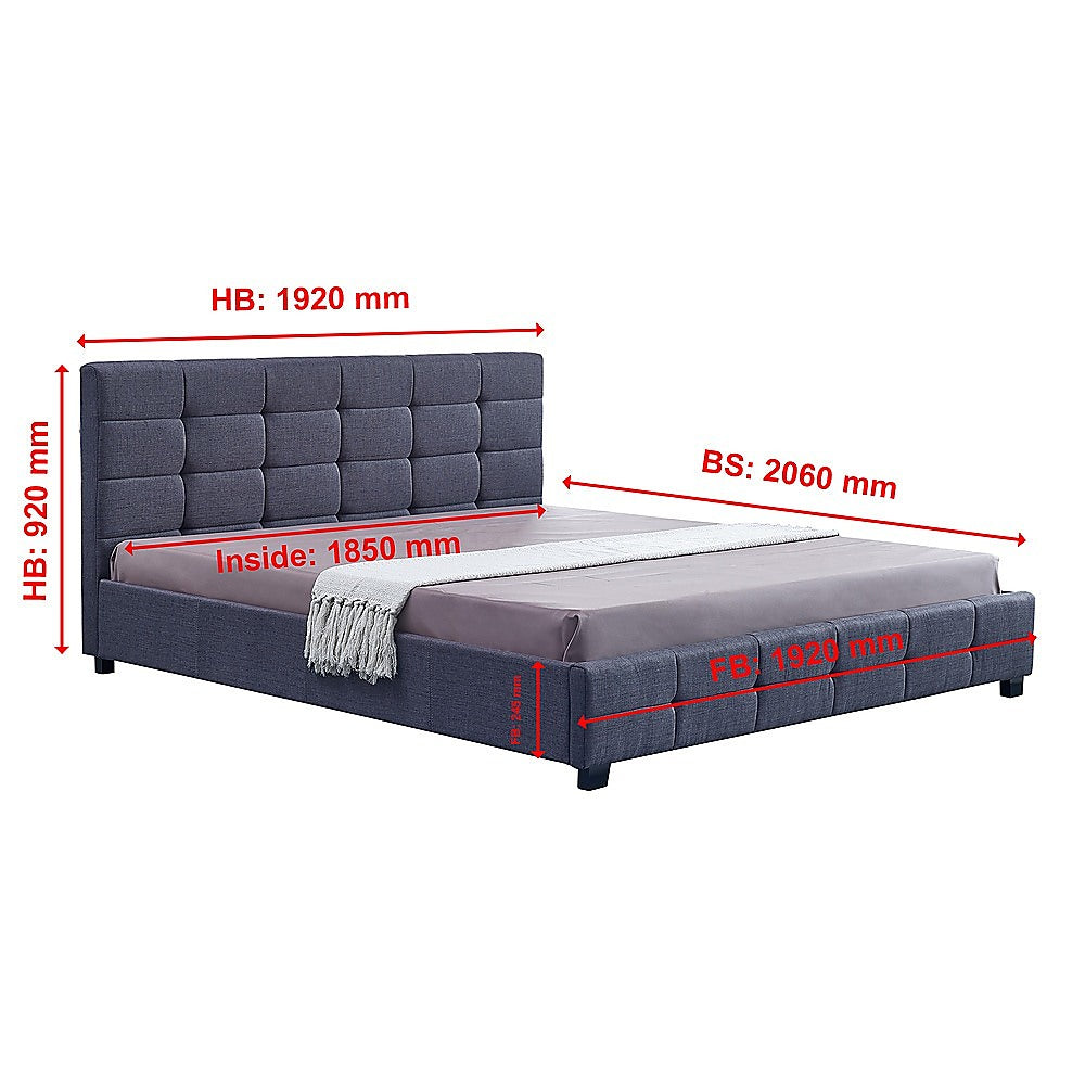 Linen Fabric King Deluxe Bed Frame Grey V63-802217