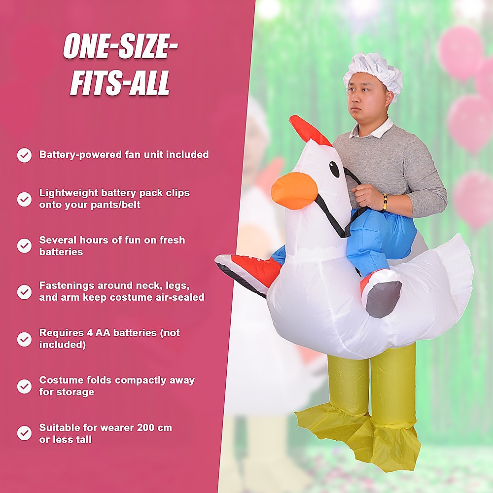 CHICKEN Fancy Dress Inflatable Suit - Fan Operated Costume V63-816903