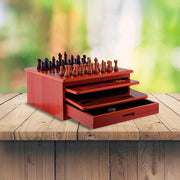 10 in 1 Wooden Chess Board Games Slide Out Checkers House Unit Set V63-816923