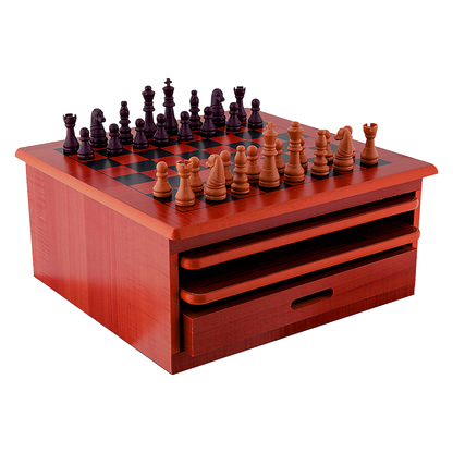 10 in 1 Wooden Chess Board Games Slide Out Checkers House Unit Set V63-816923