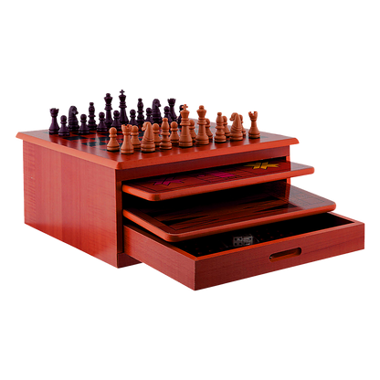 10 in 1 Wooden Chess Board Games Slide Out Checkers House Unit Set V63-816923