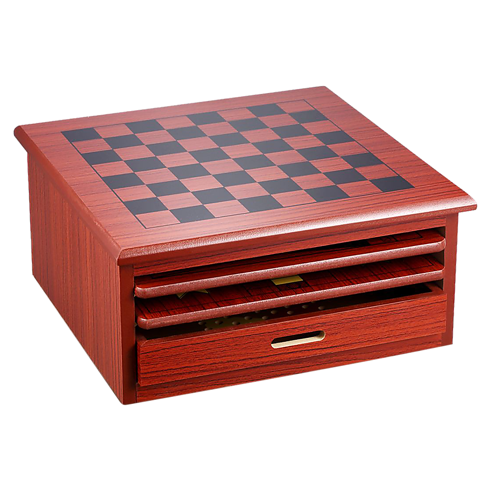 10 in 1 Wooden Chess Board Games Slide Out Checkers House Unit Set V63-816923