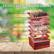 10 in 1 Wooden Chess Board Games Slide Out Checkers House Unit Set V63-816923