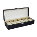 6 Slot Mens Watch Display Case Box Black PU Leather V63-816963