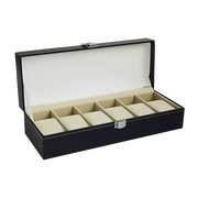 6 Slot Mens Watch Display Case Box Black PU Leather V63-816963