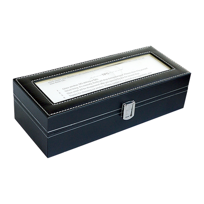 6 Slot Mens Watch Display Case Box Black PU Leather V63-816963