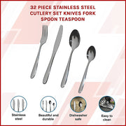 32 Piece Stainless Steel Cutlery Set Knives Fork Spoon Teaspoon V63-816983