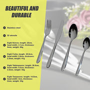 32 Piece Stainless Steel Cutlery Set Knives Fork Spoon Teaspoon V63-816983