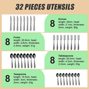 32 Piece Stainless Steel Cutlery Set Knives Fork Spoon Teaspoon V63-816983