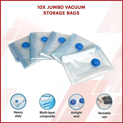 10X Jumbo Vacuum Storage Bags - Space Saver Seal Bags for Clothes, Bedding, Blankets & Travel Organisation V63-817003