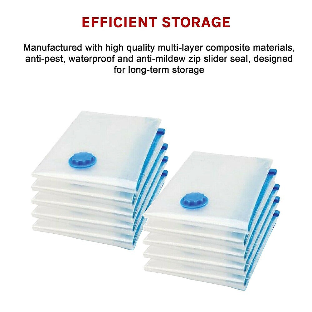 10X Jumbo Vacuum Storage Bags - Space Saver Seal Bags for Clothes, Bedding, Blankets & Travel Organisation V63-817003