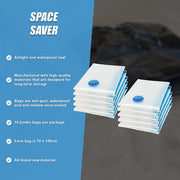 10X Jumbo Vacuum Storage Bags - Space Saver Seal Bags for Clothes, Bedding, Blankets & Travel Organisation V63-817003
