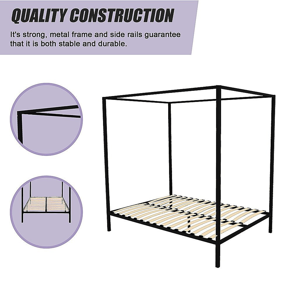 Black Queen Four Poster Bed Frame