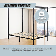 Black Queen Four Poster Bed Frame