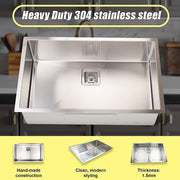 810x505mm Handmade 1.5mm Stainless Steel Undermount / Topmount Kitchen Sink with Square Waste V63-817883