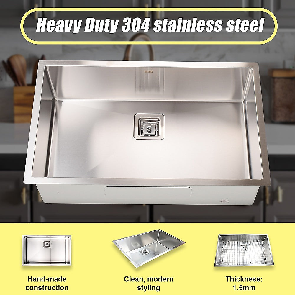 810x505mm Handmade 1.5mm Stainless Steel Undermount / Topmount Kitchen Sink with Square Waste V63-817883