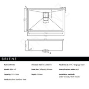 810x505mm Handmade 1.5mm Stainless Steel Undermount / Topmount Kitchen Sink with Square Waste V63-817883