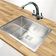 550x455mm Handmade 1.5mm Stainless Steel Undermount / Topmount Kitchen Sink with Square Waste V63-817893