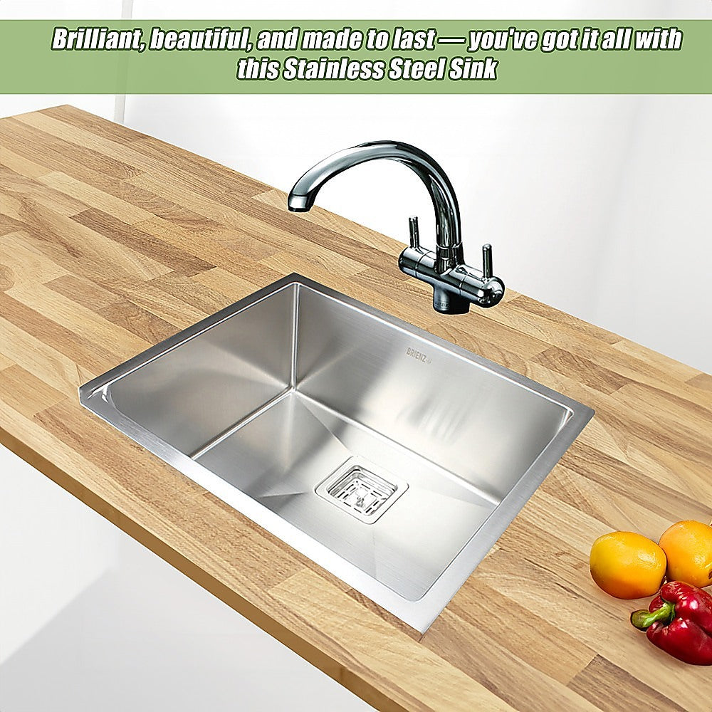 550x455mm Handmade 1.5mm Stainless Steel Undermount / Topmount Kitchen Sink with Square Waste V63-817893