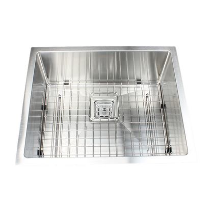 550x455mm Handmade 1.5mm Stainless Steel Undermount / Topmount Kitchen Sink with Square Waste V63-817893