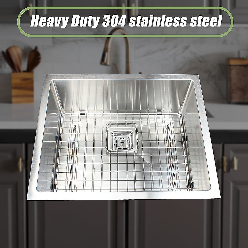 550x455mm Handmade 1.5mm Stainless Steel Undermount / Topmount Kitchen Sink with Square Waste V63-817893