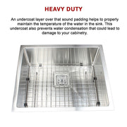 550x455mm Handmade 1.5mm Stainless Steel Undermount / Topmount Kitchen Sink with Square Waste V63-817893