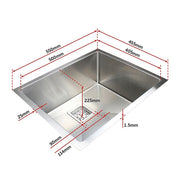 550x455mm Handmade 1.5mm Stainless Steel Undermount / Topmount Kitchen Sink with Square Waste V63-817893
