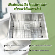 430x455mm Handmade 1.5mm Stainless Steel Undermount / Topmount Kitchen Sink with Square Waste V63-817903