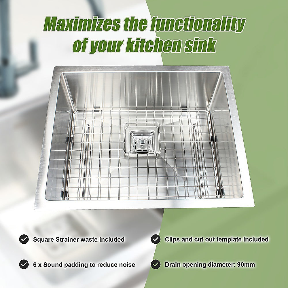 430x455mm Handmade 1.5mm Stainless Steel Undermount / Topmount Kitchen Sink with Square Waste V63-817903