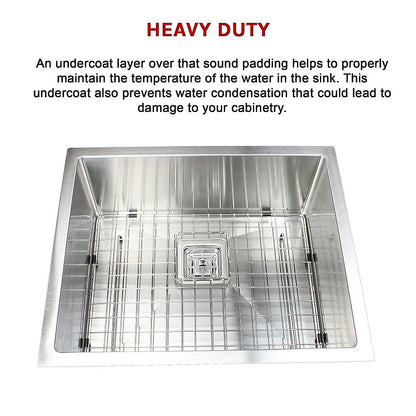 430x455mm Handmade 1.5mm Stainless Steel Undermount / Topmount Kitchen Sink with Square Waste V63-817903