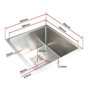 430x455mm Handmade 1.5mm Stainless Steel Undermount / Topmount Kitchen Sink with Square Waste V63-817903