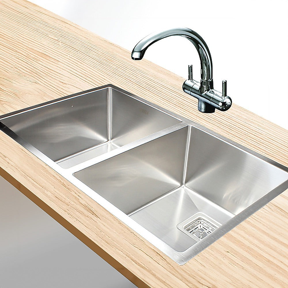 835x505mm Handmade 1.5mm Stainless Steel Undermount / Topmount Kitchen Sink with Square Waste V63-817913