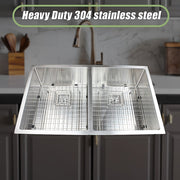 835x505mm Handmade 1.5mm Stainless Steel Undermount / Topmount Kitchen Sink with Square Waste V63-817913