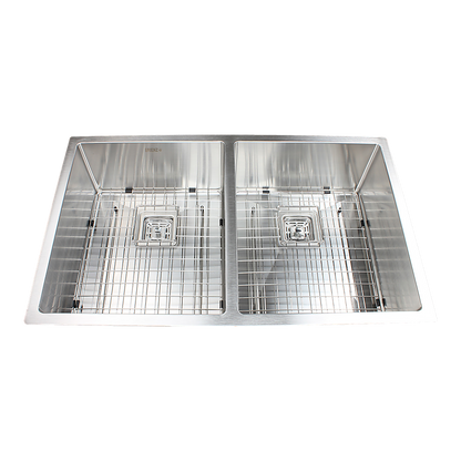 835x505mm Handmade 1.5mm Stainless Steel Undermount / Topmount Kitchen Sink with Square Waste V63-817913