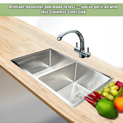 835x505mm Handmade 1.5mm Stainless Steel Undermount / Topmount Kitchen Sink with Square Waste V63-817913