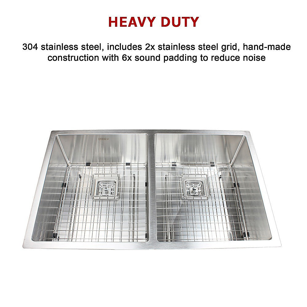 835x505mm Handmade 1.5mm Stainless Steel Undermount / Topmount Kitchen Sink with Square Waste V63-817913