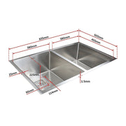 835x505mm Handmade 1.5mm Stainless Steel Undermount / Topmount Kitchen Sink with Square Waste V63-817913