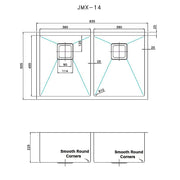 835x505mm Handmade 1.5mm Stainless Steel Undermount / Topmount Kitchen Sink with Square Waste V63-817913