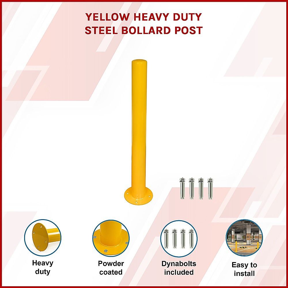 Yellow Heavy Duty Steel Bollard Post V63-817943
