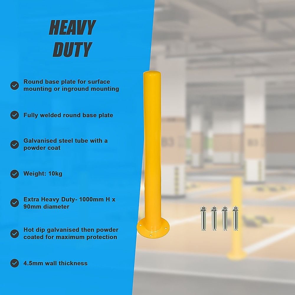 Yellow Heavy Duty Steel Bollard Post V63-817943
